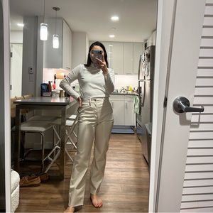 Madewell Cream Faux Leather Shine Pleather Perfect Vintage Straight Jean